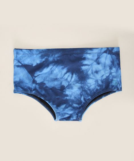 Sunga Masculina Estampada Tradicional Tie Dye com Proteção UV50+ Azul Marinho