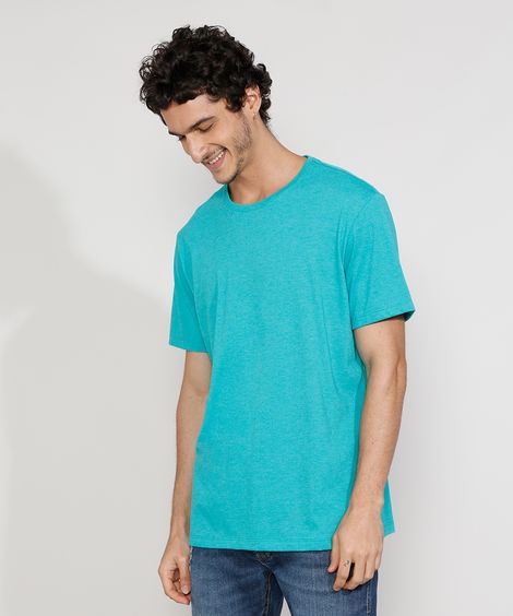Camiseta Masculina Manga Curta Básica Gola Careca Verde