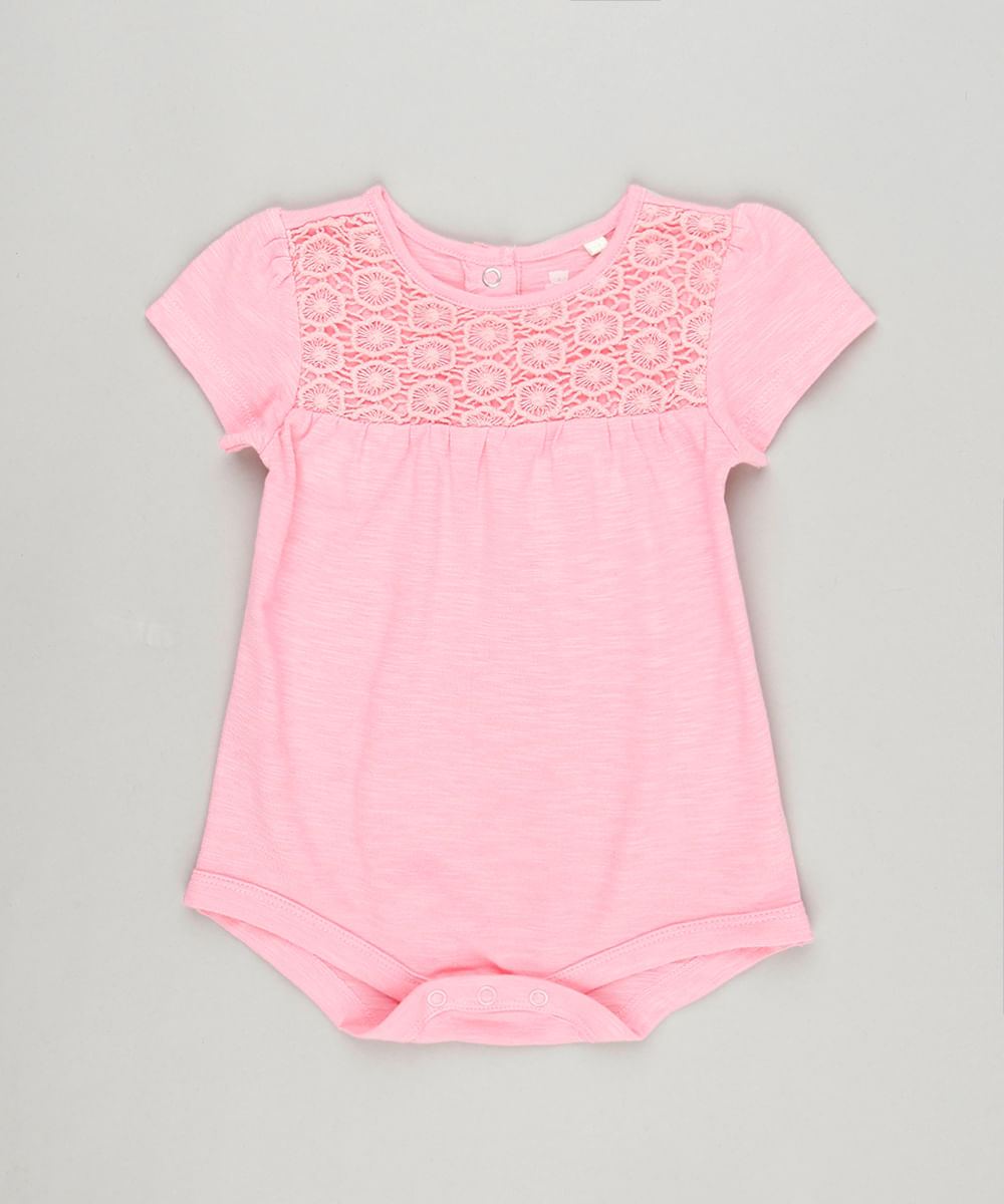 Body-Infantil-com-Renda-Manga-Curta-Decote-Redondo-em-Algodao---Sustentavel-Rosa-8880206-Rosa_1