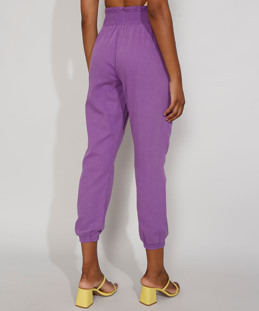 Calça Jogger Feminina Clochard Cintura Alta Roxa