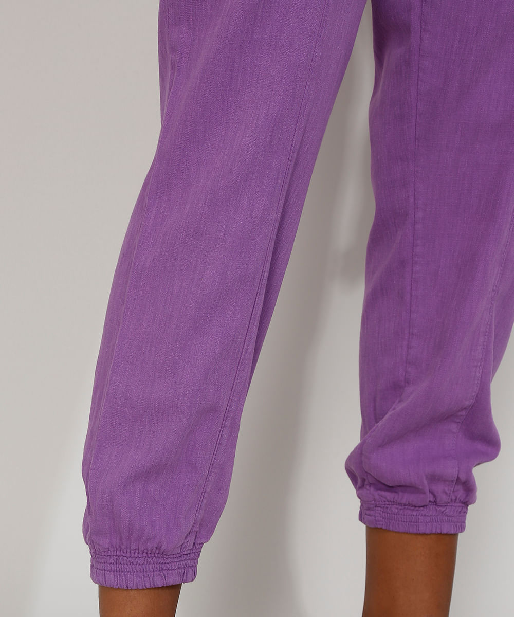 Calça Jogger Feminina Clochard Cintura Alta Roxa