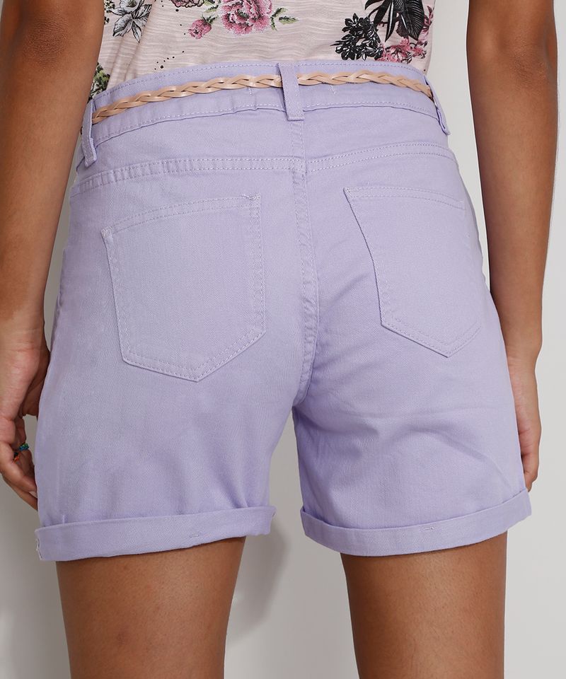 Short-de-Sarja-Feminino-Midi-Cintura-Alta-com-Cinto-e-Barra-Dobrada-Lilas-9976461-Lilas_2