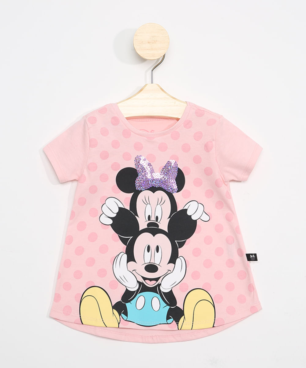 Blusa-Infantil-Manga-Curta-Mickey-e-Minnie-com-Paetes-Rosa-9978077-Rosa_1