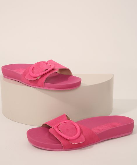 Chinelo Slide Feminino Oneself com Fivela Pink