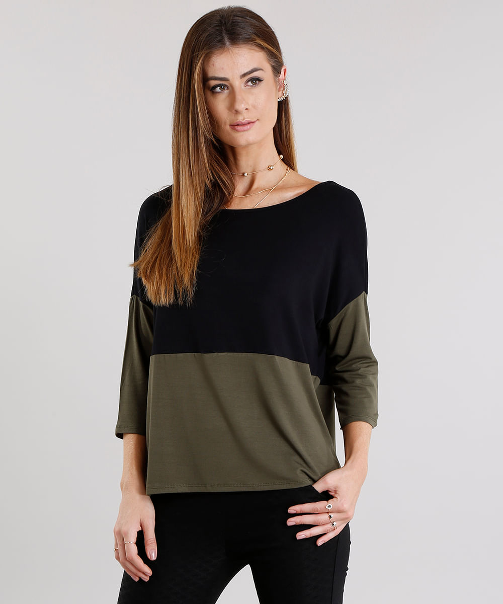 blusa bicolor