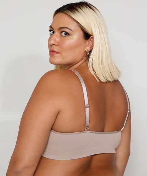 sutiã faixa de poliamida sem costura demillus plus size bege