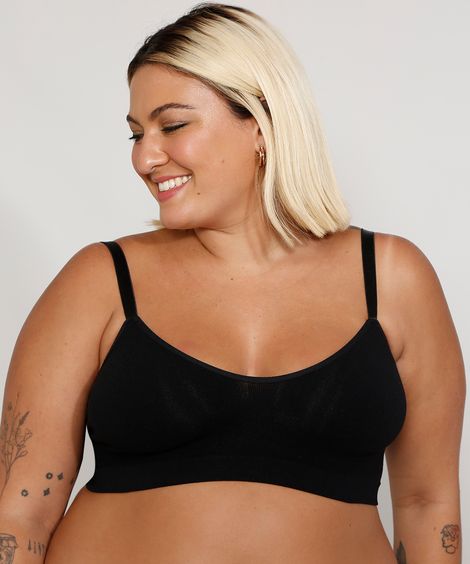 sutiã faixa de poliamida sem costura demillus plus size preto