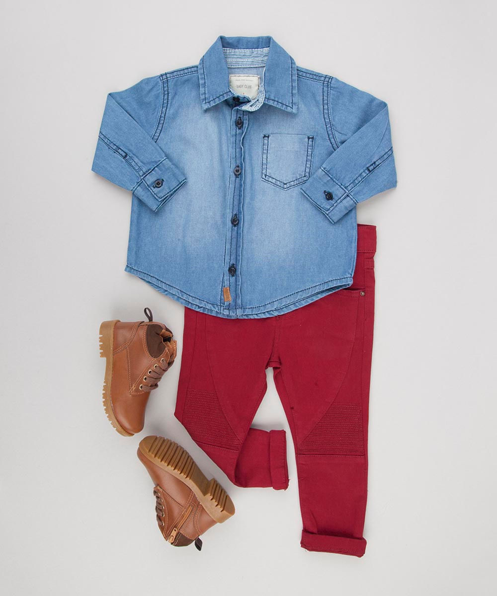 camisa jeans infantil c&a