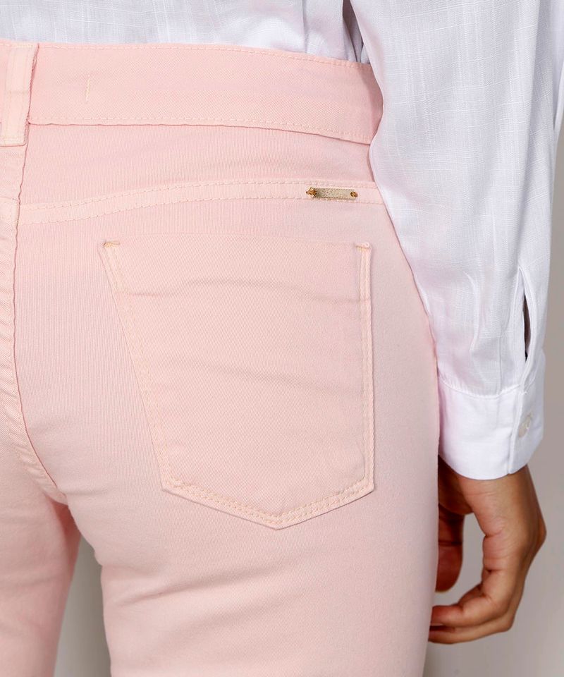 Calça sarja sale rosa feminina