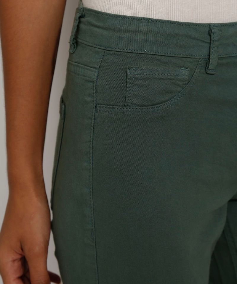 Calca-de-Sarja-Feminina-Cigarrete-Cintura-Media-Verde-9978529-Verde_5