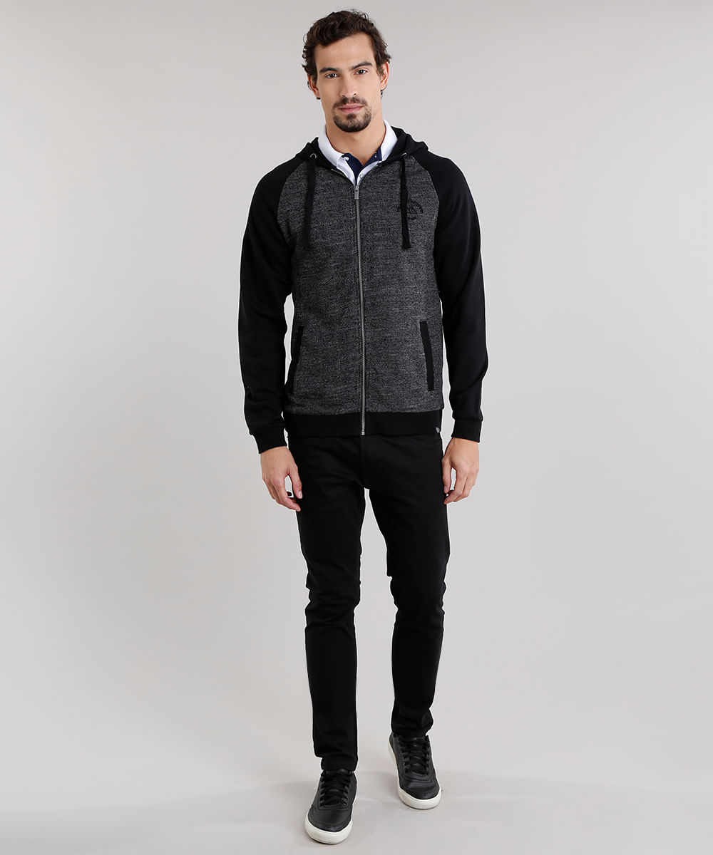 raglan zip moletom com capuz