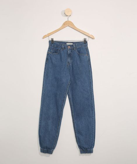Calça Jeans Juvenil Jogger Azul Médio