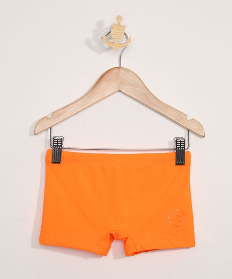 Sunga Infantil Boxer com Proteção UV50+ Laranja Neon
