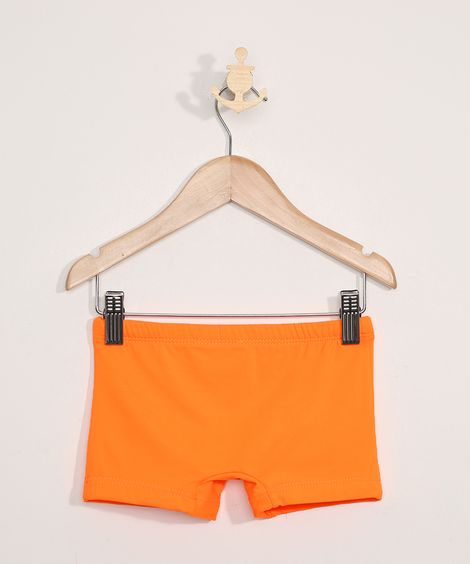 Sunga Infantil Boxer com Proteção UV50+ Laranja Neon