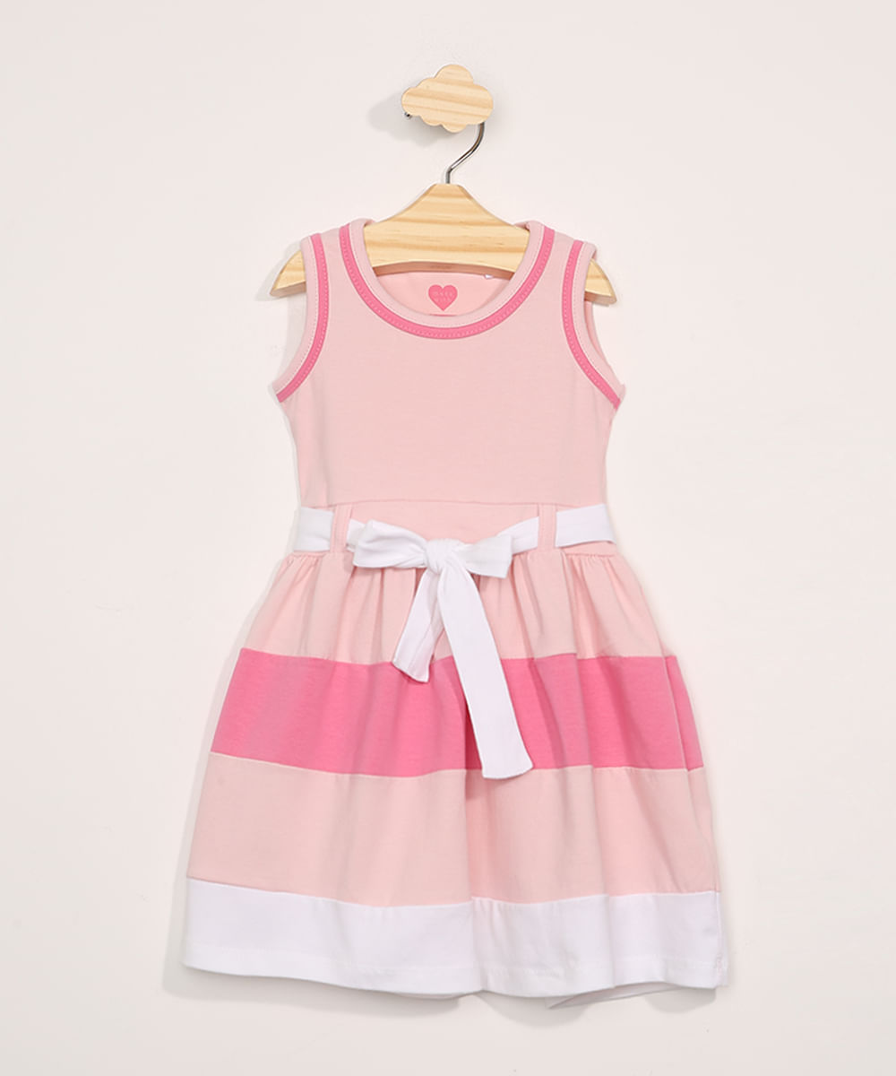 Vestido-Infantil-Sem-Manga-com-Recortes-e-Laco-Rosa-Claro-9979705-Rosa_Claro_1