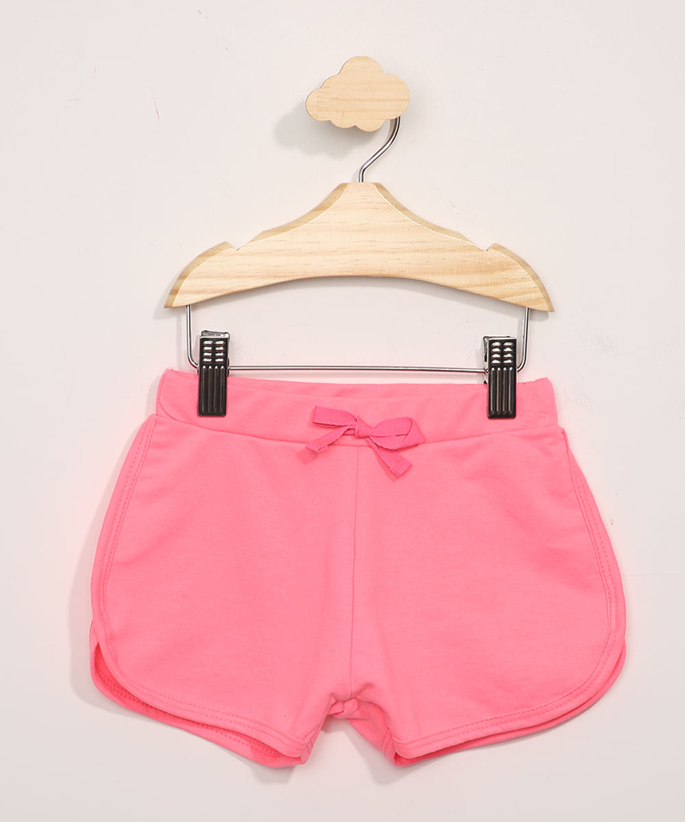 Short-de-Moletom-Infantil-Running-com-Laco-Rosa-Neon-9978490-Rosa_Neon_1