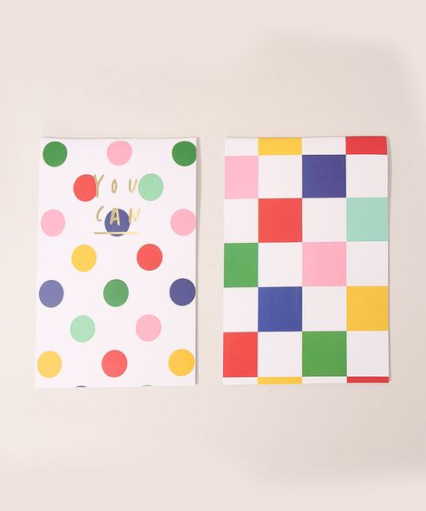 Kit de 2 Blocos de Papel Estampados Geométricos Branco