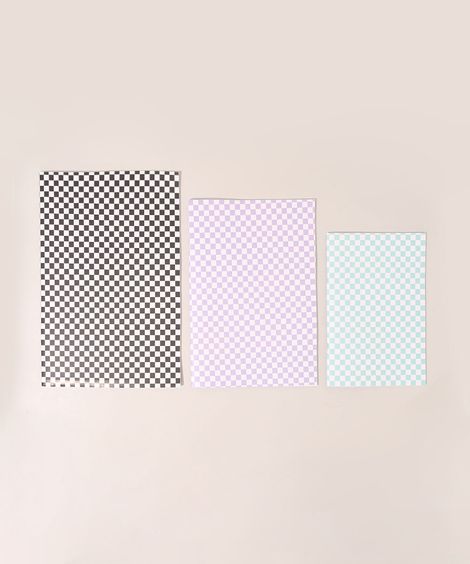 Kit de 3 Cadernos de Papel Estampados Quadriculados Multicor