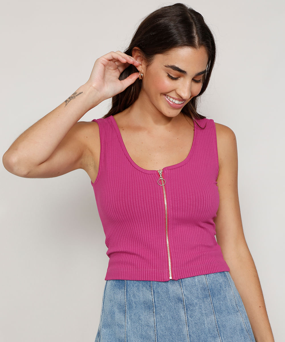 Regata-Feminina-Cropped-Canelada-com-Ziper-de-Argola-Decote-Redondo-Roxa-9972176-Roxo_1