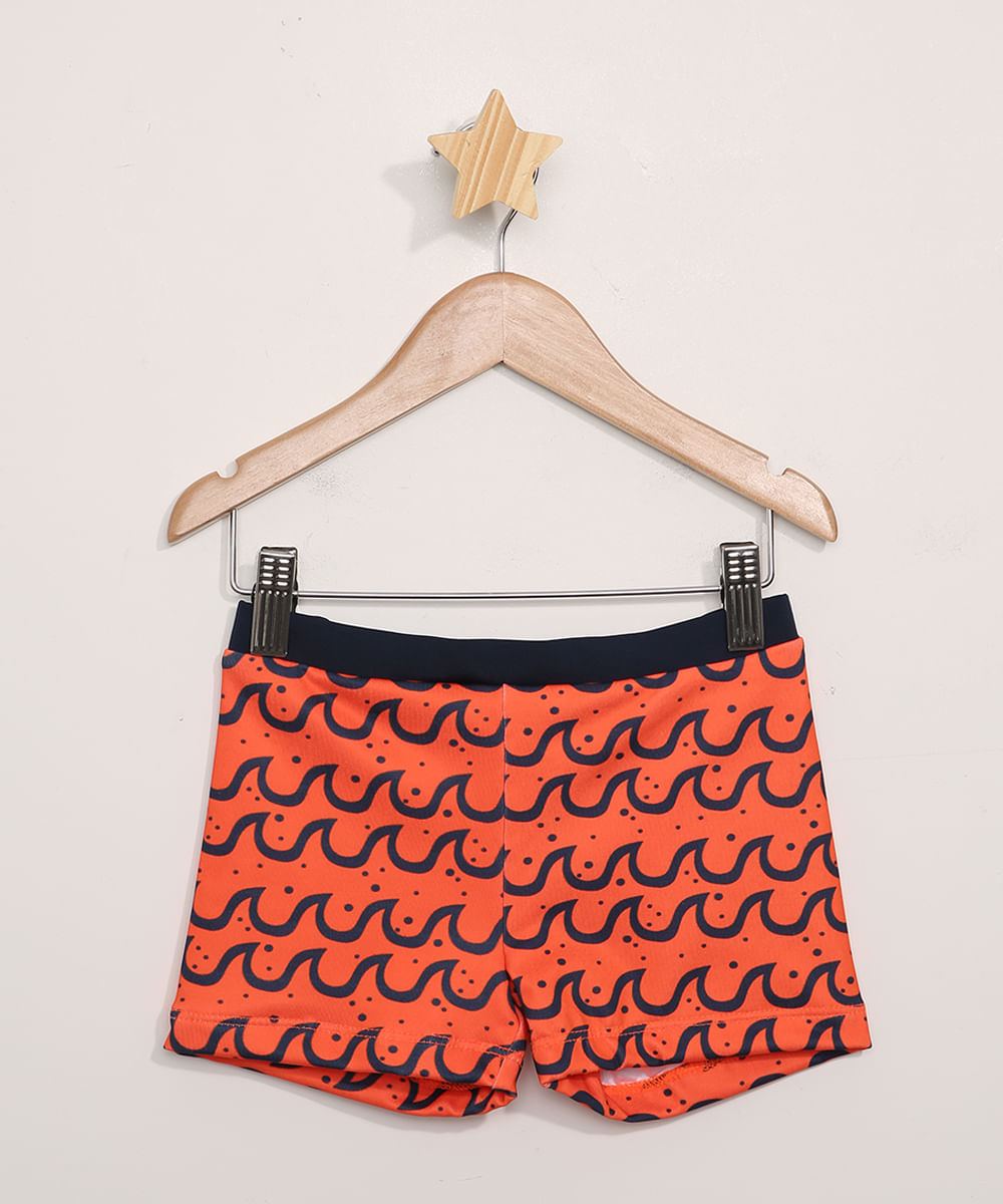 Sunga Infantil Boxer Estampada de Ondas com Proteção UV50+ Laranja é boa?