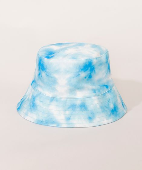 Bucket Hat Feminino Dupla Face Estampado Tie Dye Azul