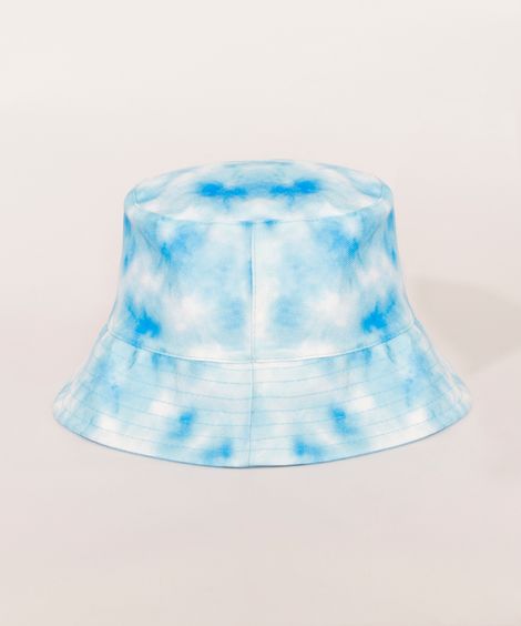 Bucket Hat Feminino Dupla Face Estampado Tie Dye Azul