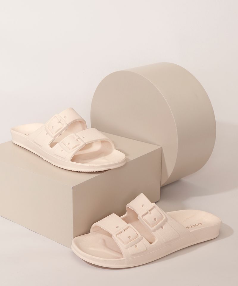 Rasteirinha-Feminina-Oneself-com-Textura-de-Fivela-Bege-9985944-Bege_1