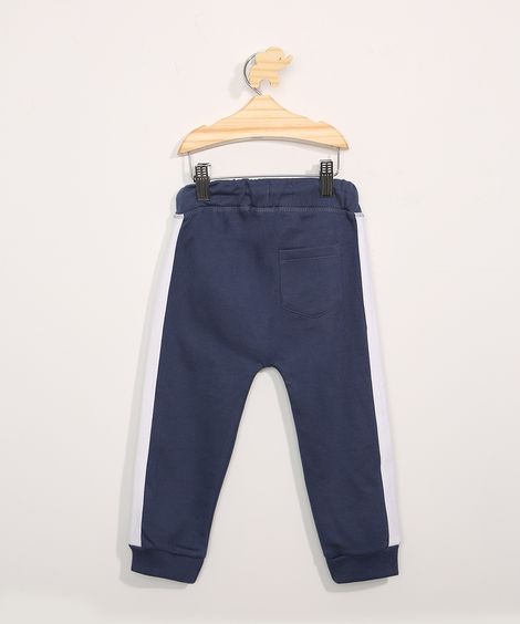 Calça Infantil Jogger com Bolso Canguru "It´s Okay" Azul Marinho