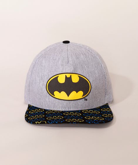 Boné Infantil Aba Reta Batman Cinza Mescla