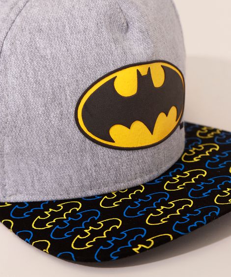 Boné Infantil Aba Reta Batman Cinza Mescla