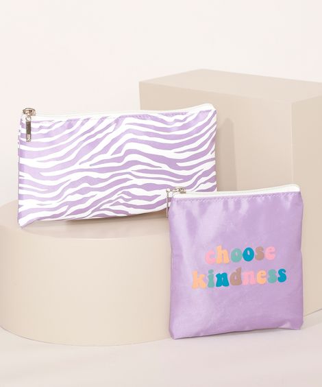 Kit de 2 Nécessaires Femininas "Choose Kindness" Lilás