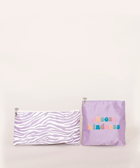 Kit de 2 Nécessaires Femininas "Choose Kindness" Lilás