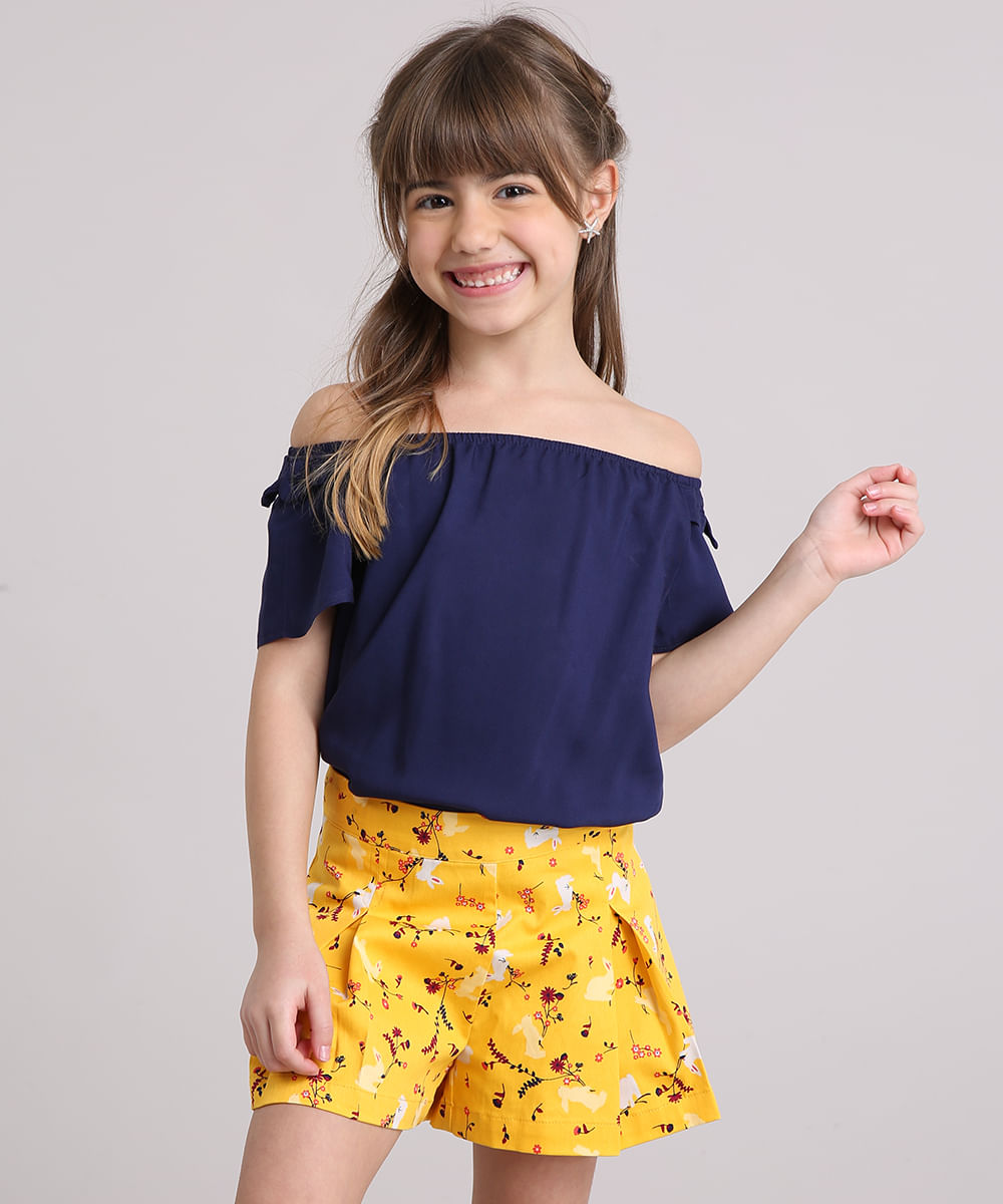 blusa infantil ombro a ombro