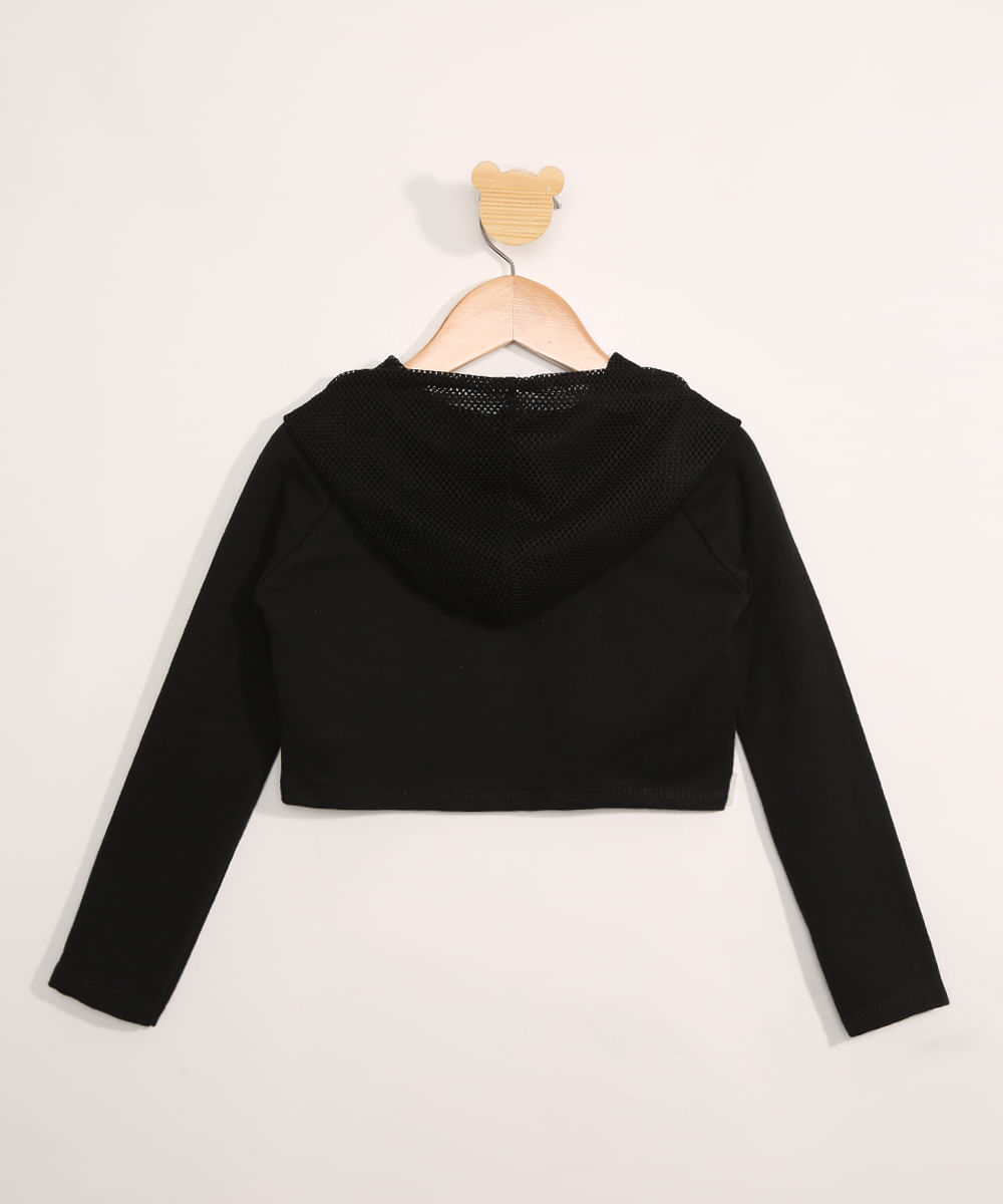 cut out drawstring crop moletom com capuz