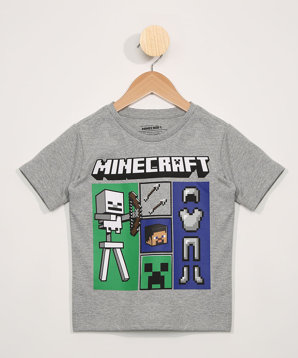 Camiseta Infantil Manga Preta - Minecraft