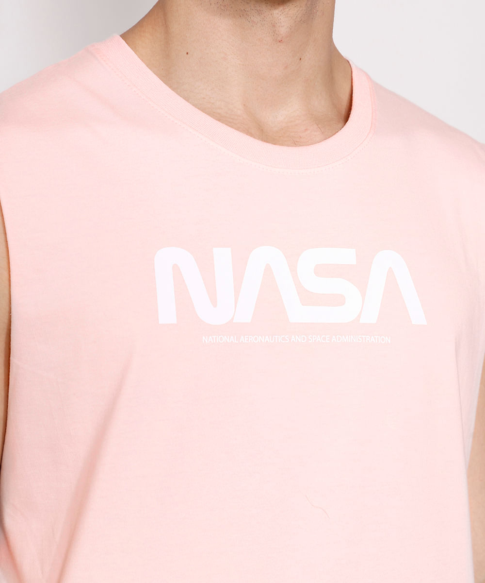 Regata Masculina NASA Gola Careca Rosa Claro