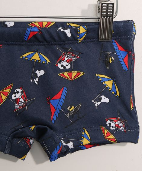 Sunga Infantil Boxer Estampada Snoopy com Proteção UV50+ Azul