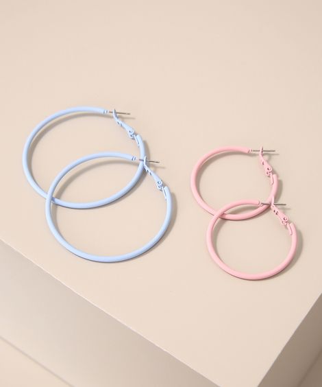Kit de 2 Brincos Femininos Argolas Multicor