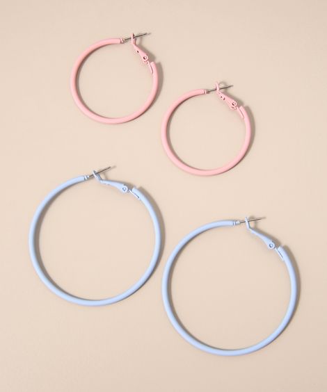 Kit de 2 Brincos Femininos Argolas Multicor