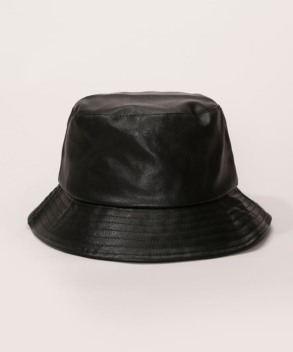 <em>Bucket hat</em> feminino com brilho preto, da C&A