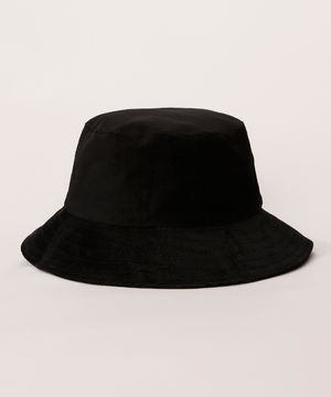 Bucket Hat Feminino de Veludo Cotelê Preto