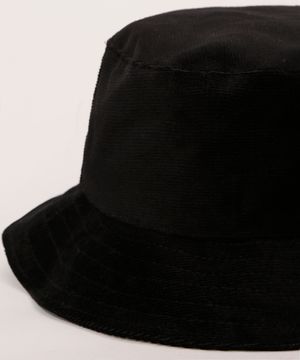 Bucket Hat Feminino de Veludo Cotelê Preto