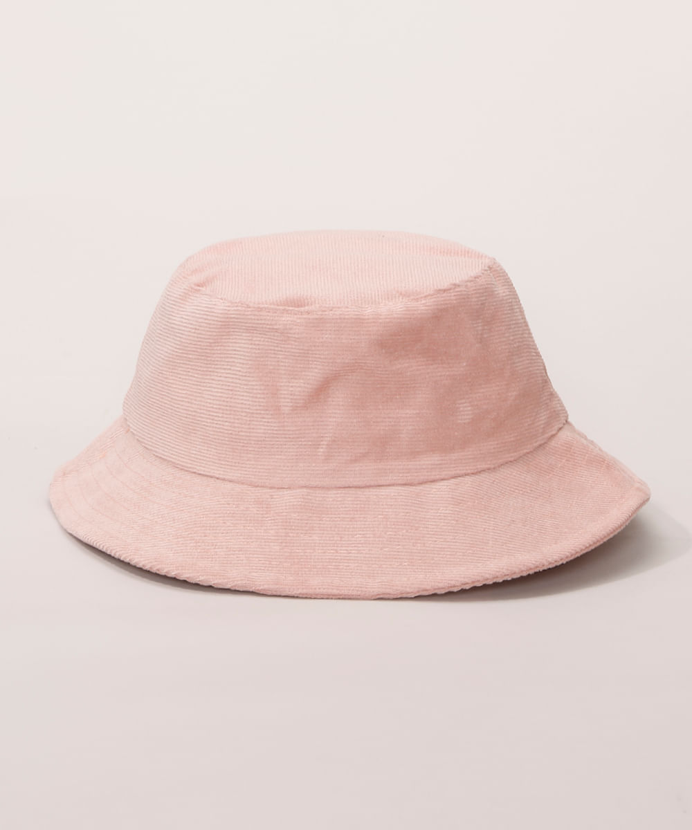 <em>Bucket hat</em> rosa cotelê, da C&A