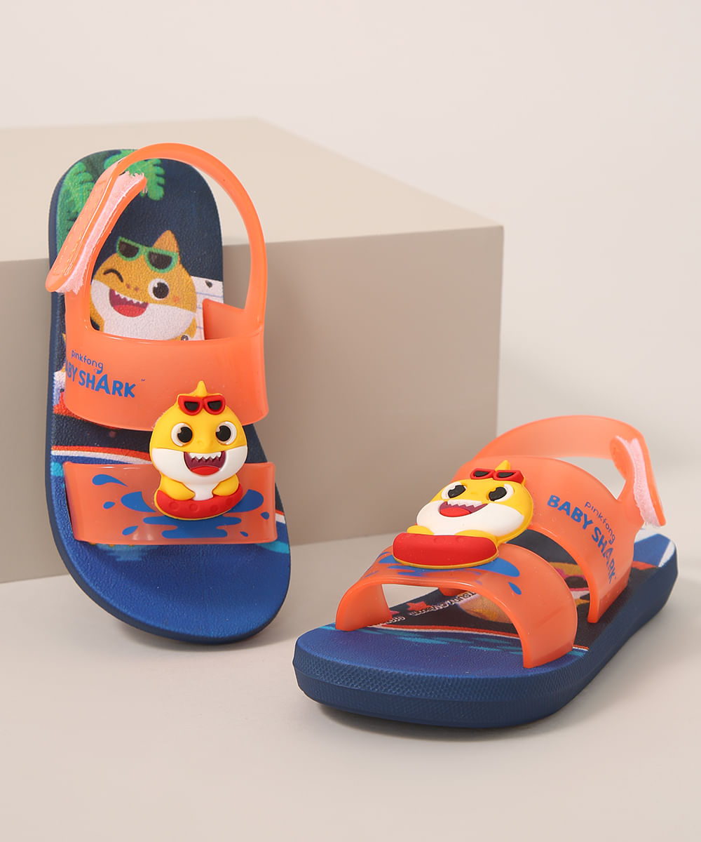 Papete Infantil Grendene Baby Shark Laranja Menor preço em Papete Infantil Grendene Baby Shark Laranja