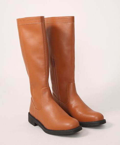 Bota Feminina Oneself Montaria Cano Alto Caramelo
