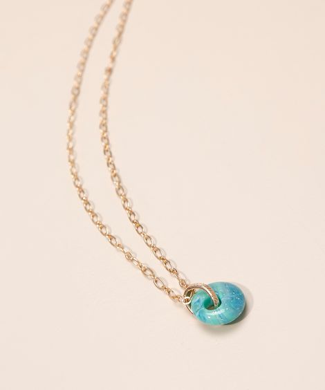 Colar Feminino Longo com Pingente de Argolas Dourado