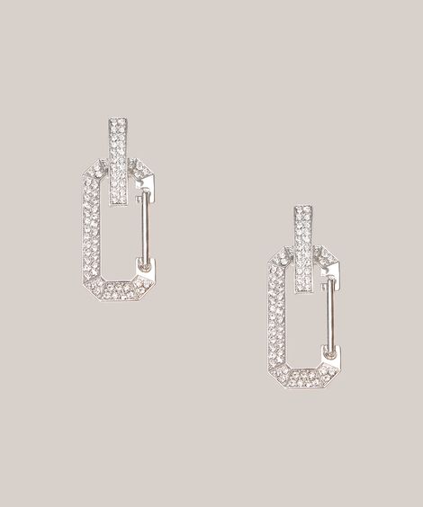 Brinco Feminino Mosquetão com Strass Prateado