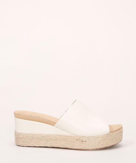 Tamanco Feminino Beira Rio Plataforma com Corda Off White