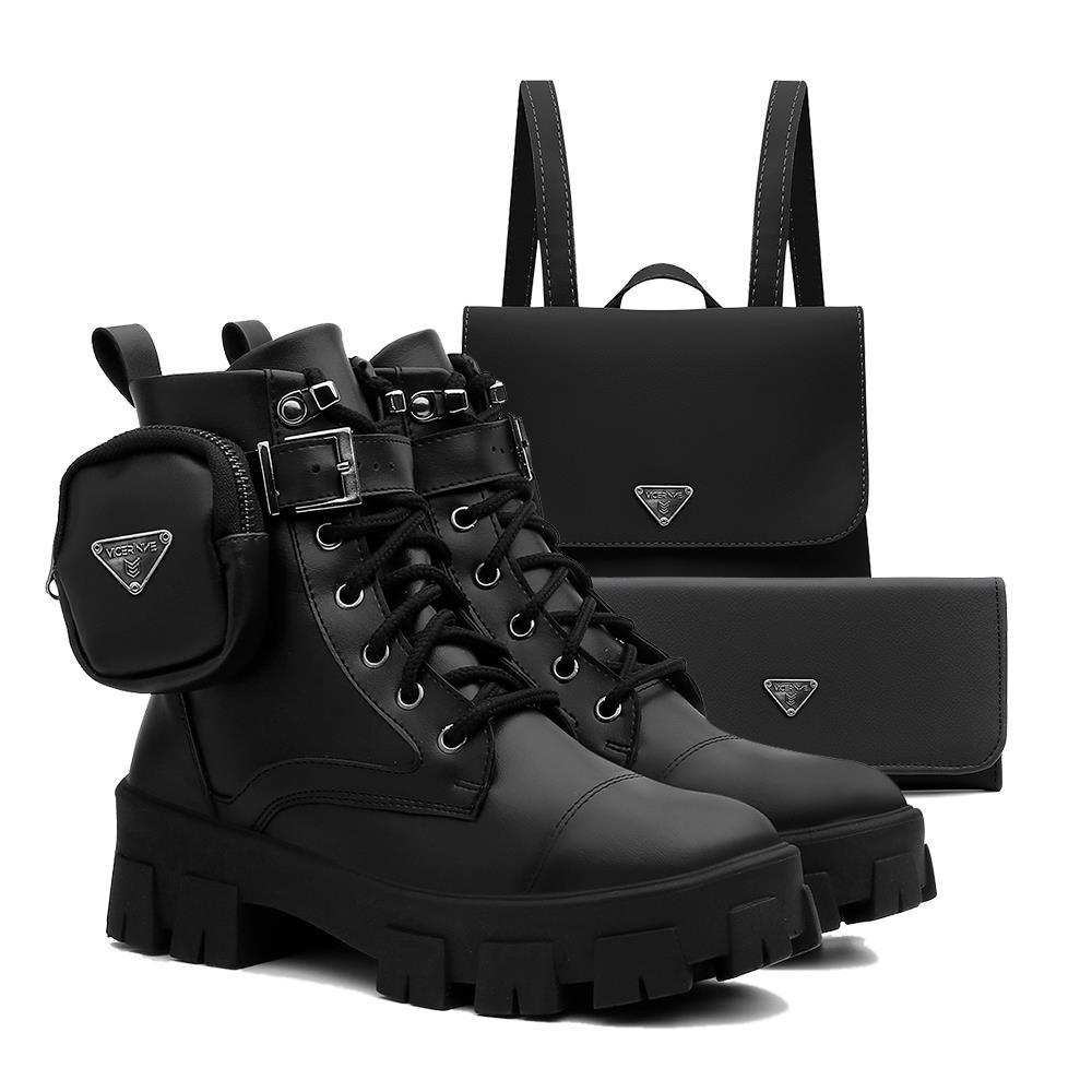 Kit Coturno Vicerinne Feminino Bag + Mochila + Carteira Menor preço em Kit Coturno Vicerinne Feminino Bag + Mochila + Carteira