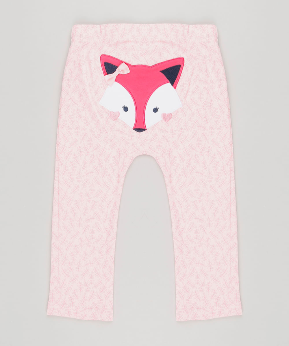 Calca-Infantil-Raposa-Estampada-em-Algodao---Sustentavel-Rosa-8934419-Rosa_1